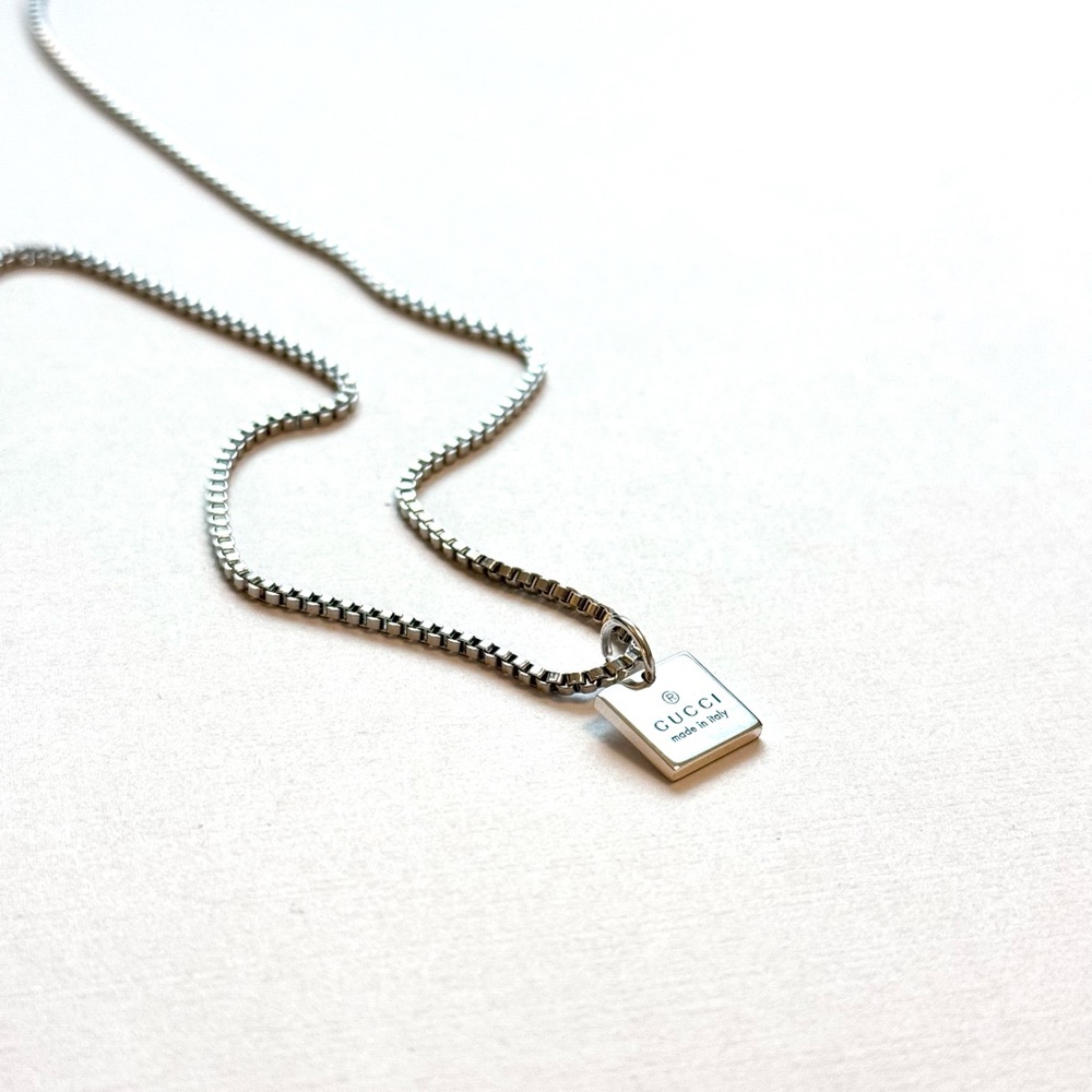 Gucci .925 Silver Square Pendant on Chain/Necklace
